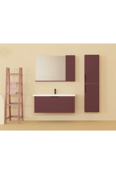 İsvea Isvea Siena 80 Cm Kiremit Renk Banyo Dolap Seti 27Sns007080I ürün görseli 1