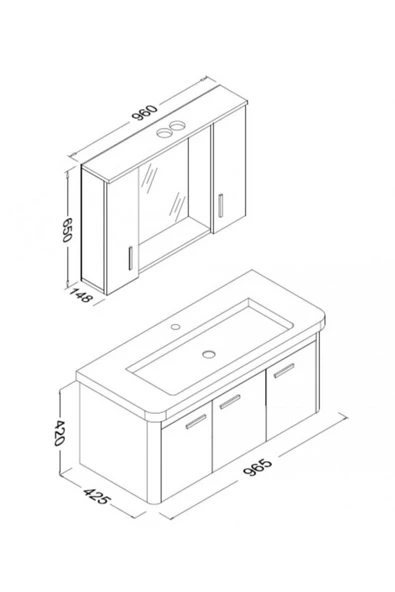 Ece Banyo Note Smart 100 Cm Banyo Dolabı - Beyaz - Resim 3