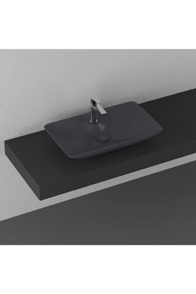 İsvea Isvea Sistemay Clear S&S 65 Cm Tezgahüstü Lavabo - Antrasit ürün görseli 1