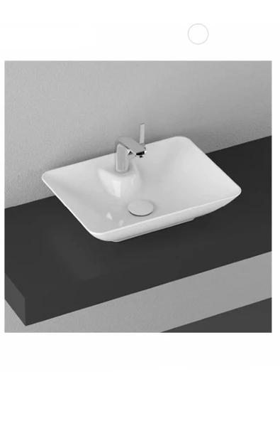 İsvea Sistema Y Clear Tezgah Üzeri Lavabo 52 Cm Beyaz Extra Dekorsuz Delikli 10Sy50052 ürün görseli 1