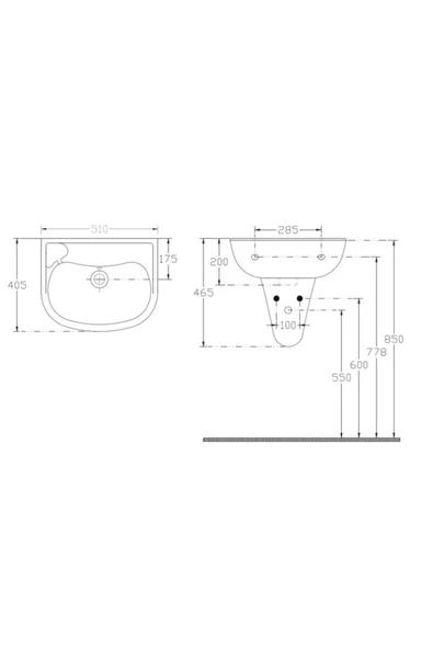 Ece Banyo Ece Tek Parça Lavabo 41x51 (Deliksiz) (10Tp70050Ec-Ds) - Resim 2