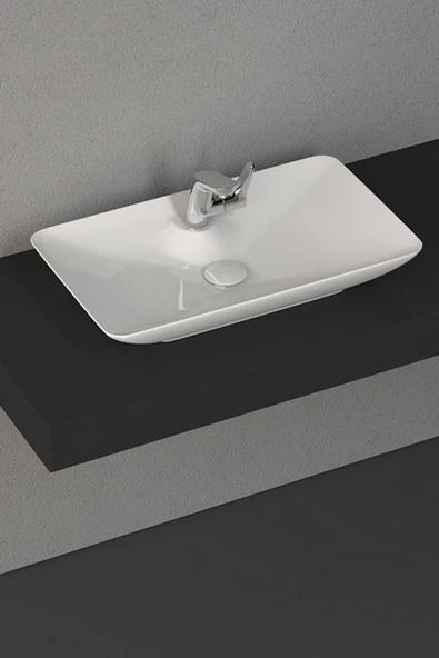 İsvea Sistemay Clear Tezgah Üstü Beyaz Lavabo 65X39 Cm ürün görseli 1