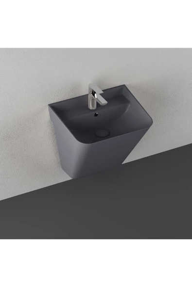 İsvea Isvea Sott'Aqua 50 Cm Asma Monoblok Lavabo - Antrasit ürün görseli 1