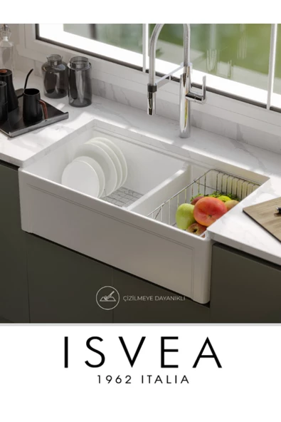 İsvea Lugano Rim Çift Hazneli Eviye, 84 Cm ürün görseli 1
