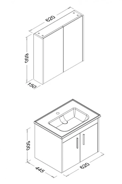 Ece Banyo Gama 65 Cm Banyo Dolabı - Beyaz - Resim 4