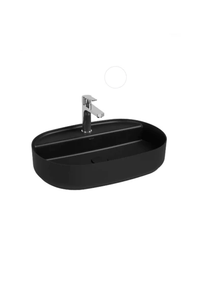 İsvea Infinity Batarya Delikli Tezgah Üstü Lavabo 60 Cm Mat Siyah 10Nf65060 ürün görseli 1