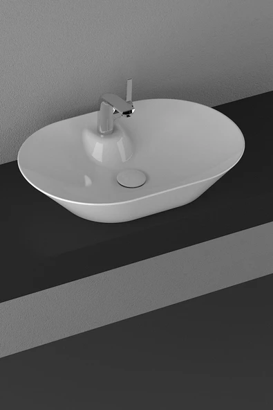 İsvea Sistemay Soft Tezgahüstü 60X42 Cm Beyaz Lavabo ürün görseli 1