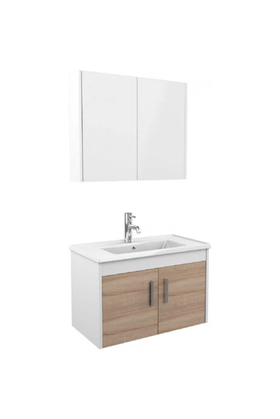 Ece Banyo Gama 80 Cm Banyo Dolabı, Sonoma Meşe/Beyaz ürün görseli 1