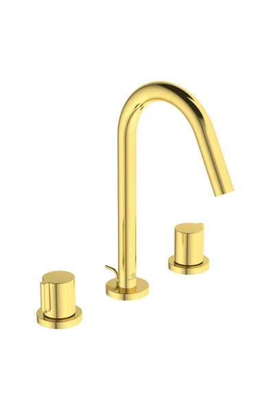 İdeal Standard Joy 3 Delikli Lavabo Bataryası 5L/Dk Fırçalanmış Altın Sifon Kumandalı ürün görseli 1