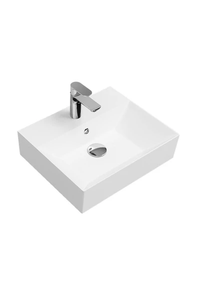 İsvea Isvea Sistemaz Tezgah Üstü Kare Lavabo 50X42 Cm. Beyaz ürün görseli 1