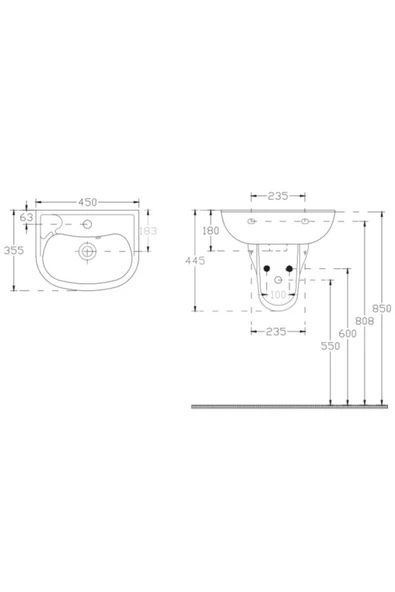 Ece Banyo 45 Cm Lavabo Ve Yarım Ayak - Resim 2