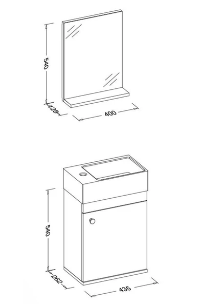 Ece Banyo Ece City 45 Banyo Dolabı Seti Antrasit-Beyaz - Resim 3