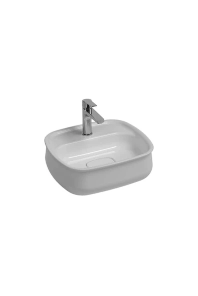 İsvea Isvea Fluido Tezgah Üzeri Çanak Lavabo 47Cm Bas-Aç Set Mat Beyaz ürün görseli 1
