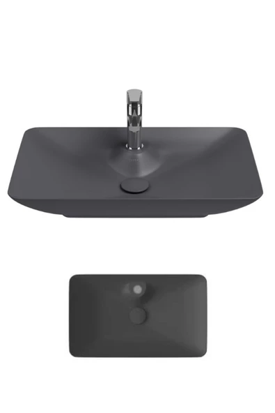 İsvea Isvea Sistemay Clear 65 Cm Antrasit Tezgah Üstü Lavabo ürün görseli 1