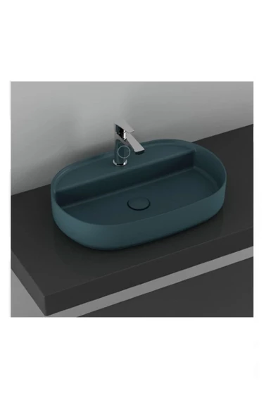 İsvea Infinity Batarya Delikli Tezgah Üstü Lavabo 60 Cm Petrol Yeşili Extra 10Nf65060 ürün görseli 1