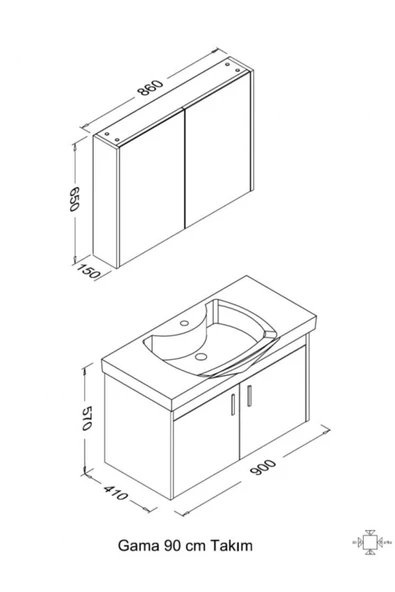 Ece Banyo Gama 90 Cm Banyo Dolabı - Resim 3