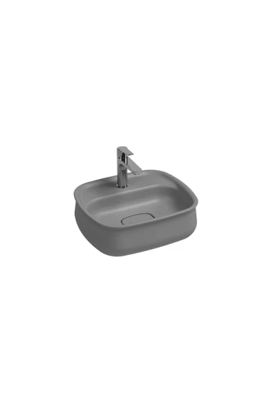 İsvea Isvea Fluido Tezgah Üzeri Çanak Lavabo 47Cm Bas-Aç Set Stone Grey ürün görseli 1