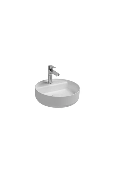 İsvea İnfinity Tezgah Üzeri Lavabo 42 Cm Beyaz Batarya Delikli 10Nf65042 ürün görseli 1