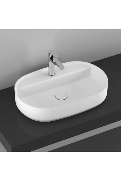 İsvea İnfinity Mat Beyaz Tezgah Üstü 60 Cm Lavabo ürün görseli 1
