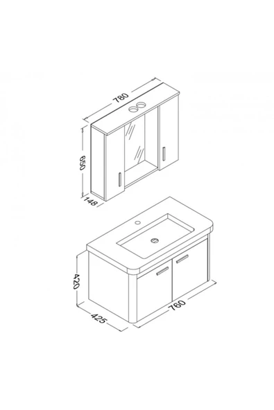 Ece Banyo Note Smart 80 Cm Banyo Dolabı - Beyaz - Resim 3