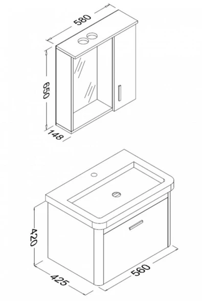 Ece Banyo Note Smart 60 Cm Banyo Dolabı - Beyaz - Resim 3