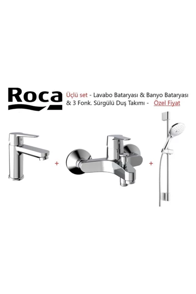 Marka Roca Estaria 3'Lü Banyo Seti - Banyo Batarya+Lavabo Batarya+Sürgülü El Duş Takımı ürün görseli 1