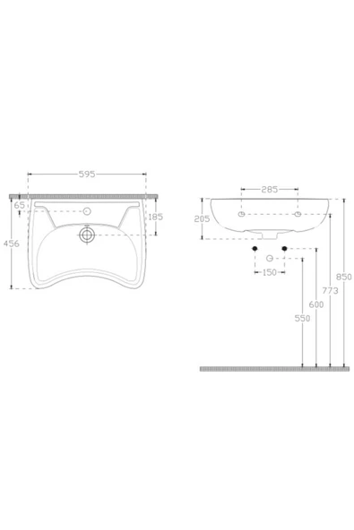 Ece Banyo Bedensel Engelli Takım Lavabo 60 Cm - Resim 2