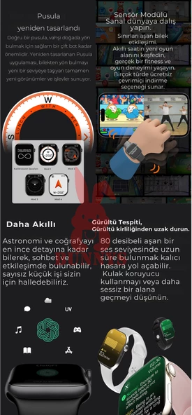 Mor Akıllı Saat Watch 10 Mini Kordon Hediyeli AMOLED EKRAN 41MM - Resim 2