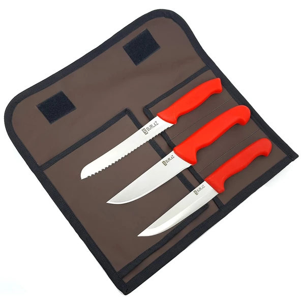 SürLaz Red Pratik Mutfak Bıçak Seti Salata Bıçağı Et Bıçağı Meyve Bıçağı 4 Parça ürün görseli 1