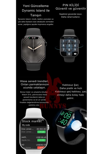 Pembe Akıllı Saat Watch 10 Mini Kordon Hediyeli AMOLED EKRAN 41MM - Resim 3