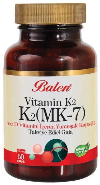 Balen Vitamin K2- K2 (MK-7) ve D Vitamini İçeren Yumuşak Kapsül ürün görseli 1