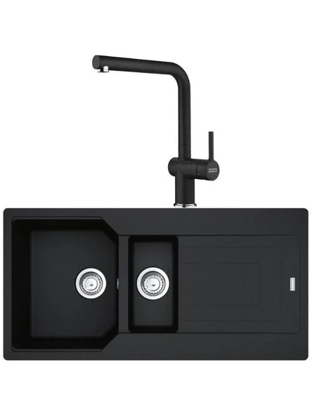 Franke UBG 651-100 Nero Granit Eviye + Franke Active Plus Doccia 2.0 Nero Spiralli Mutfak Bataryası Seti ürün görseli 1