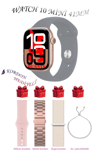Xiaomi Mi 9T Uyumlu Gri Akıllı Saat Watch 10 Mini Kordon Hediyeli AMOLED EKRAN 41MM ürün görseli 1