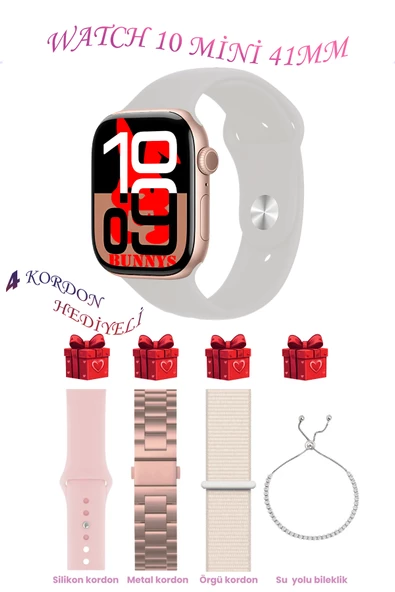 Oppo A55s Uyumlu Taş Akıllı Saat Watch 10 Mini Kordon Hediyeli AMOLED EKRAN 41MM ürün görseli 1