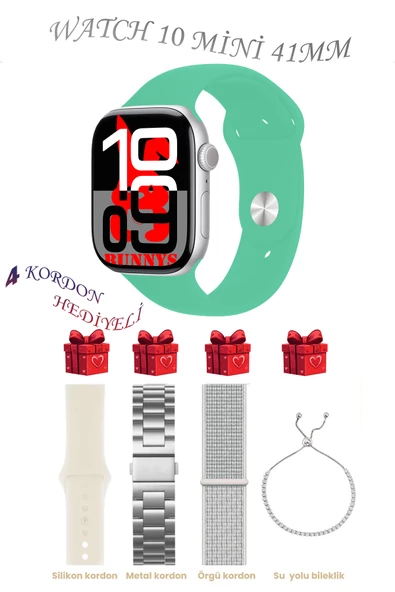 HUAWEİ Honor Uyumlu Su Yeşili Akıllı Saat Watch 10 Mini Kordon Hediyeli AMOLED EKRAN 41MM ürün görseli 1