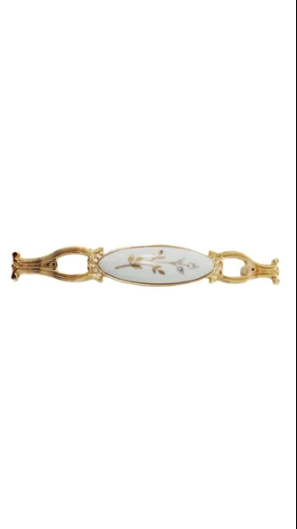ZÜMRE 128 mm Metal GOLD  Kasa Beyaz  YAPRAK Desenli  / 5 ADET ürün görseli 1