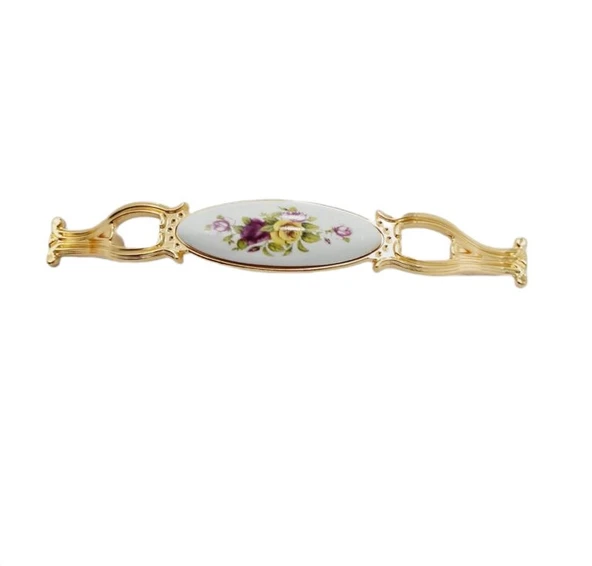 ZÜMRE 128 mm Metal GOLD  Kasa Beyaz  SARI ÇİÇEK Desenli  / 5 ADET ürün görseli 1