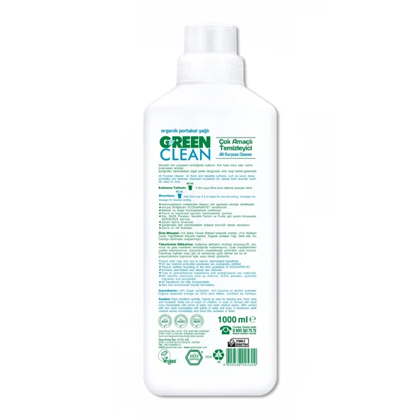 Green Clean Bitkisel Çok Amaçlı Temizleyici 1000 Ml - Resim 2