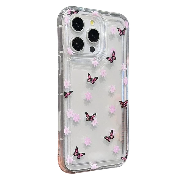 iPhone 15 Pro Max Çiçekli Butterfly Seri Silikon Kapak ürün görseli 1
