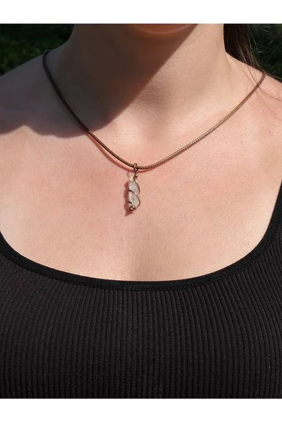 Işlenmemiş Ham Doğal Kristal Kuvars Taşı Kolye Mini Boy ürün görseli 1