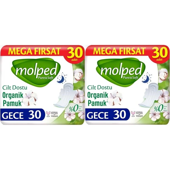 Molped Pure&Soft Hijyenik Ped Gece 60 (2PK*30) Adet Mega Pk ürün görseli 1