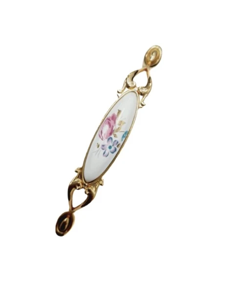 MİRAY 96 mm Metal Gold  porselen çiçek desenli / 5 ADET ürün görseli 1