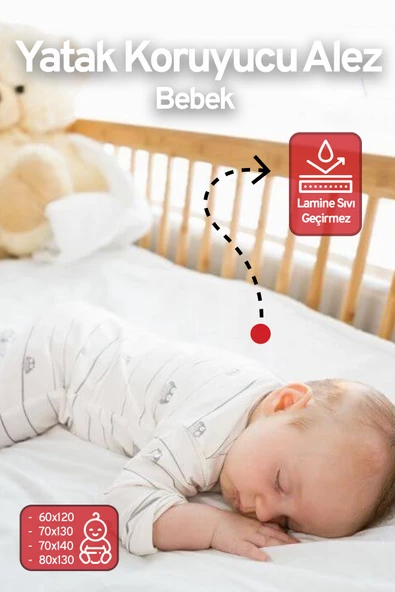 | Pamuk Sıvı Geçirmez Bebek Yatak Koruyucu Alez | Beşik Kreş Yatak Alezi | Fitted Çarşaf | ürün görseli 1