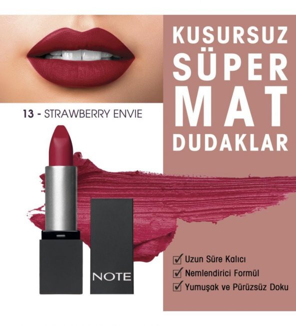 Note Mattever Lipstick 13 Strawbeey Envie ürün görseli 1