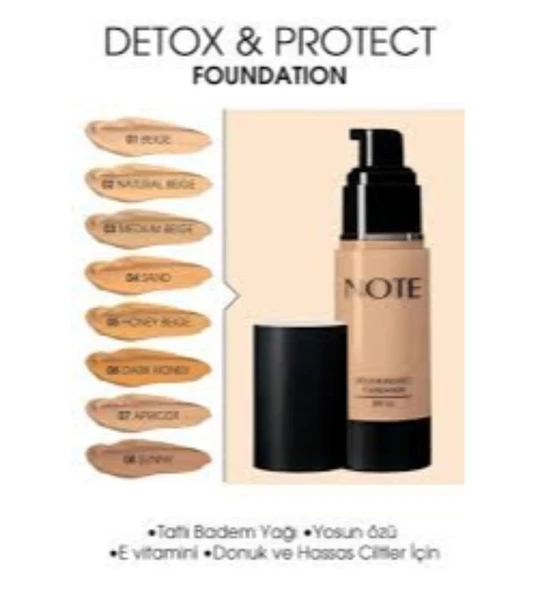 Note Detox & Protect Fondöten Spf 15 -03 Medium Beige 35 ml ürün görseli 1