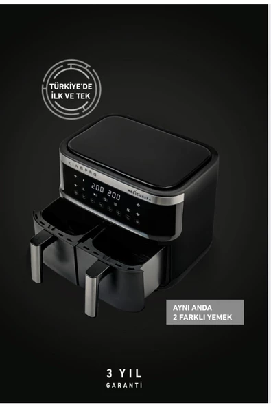 King Pro Kyf32 Magıcchef Plus Dual AirFryer Pişirme Robotu - Resim 2