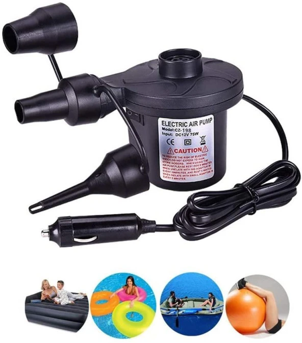 12V Araç Çakmağından Çalışan 3 Başlık Çift Fonk. Elektrikli Pompa ürün görseli 1