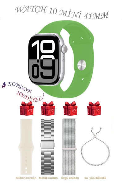 Bunnys Yeşil Akıllı Saat Watch 10 Mini Kordon Hediyeli AMOLED EKRAN 41MM ürün görseli 1