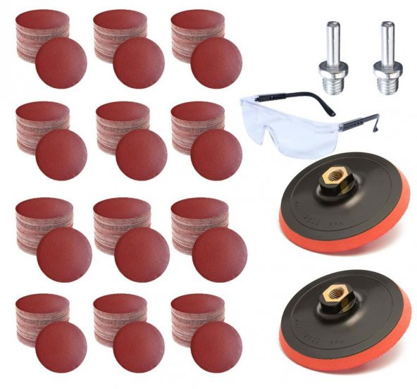 Ugr Cırt Zımpara Seti + Matkap Aparatı+Gözlük 115 mm (125 Parça) ürün görseli 1