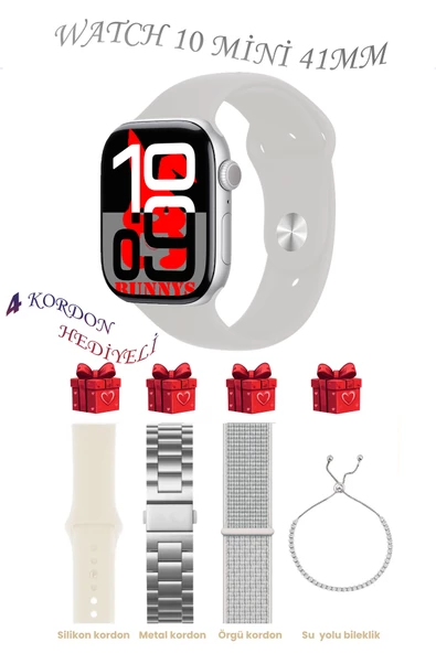 Bunnys Samsung Galaxy S22 Uyumlu Taş Akıllı Saat Watch 10 Mini Kordon Hediyeli AMOLED EKRAN 41MM ürün görseli 1